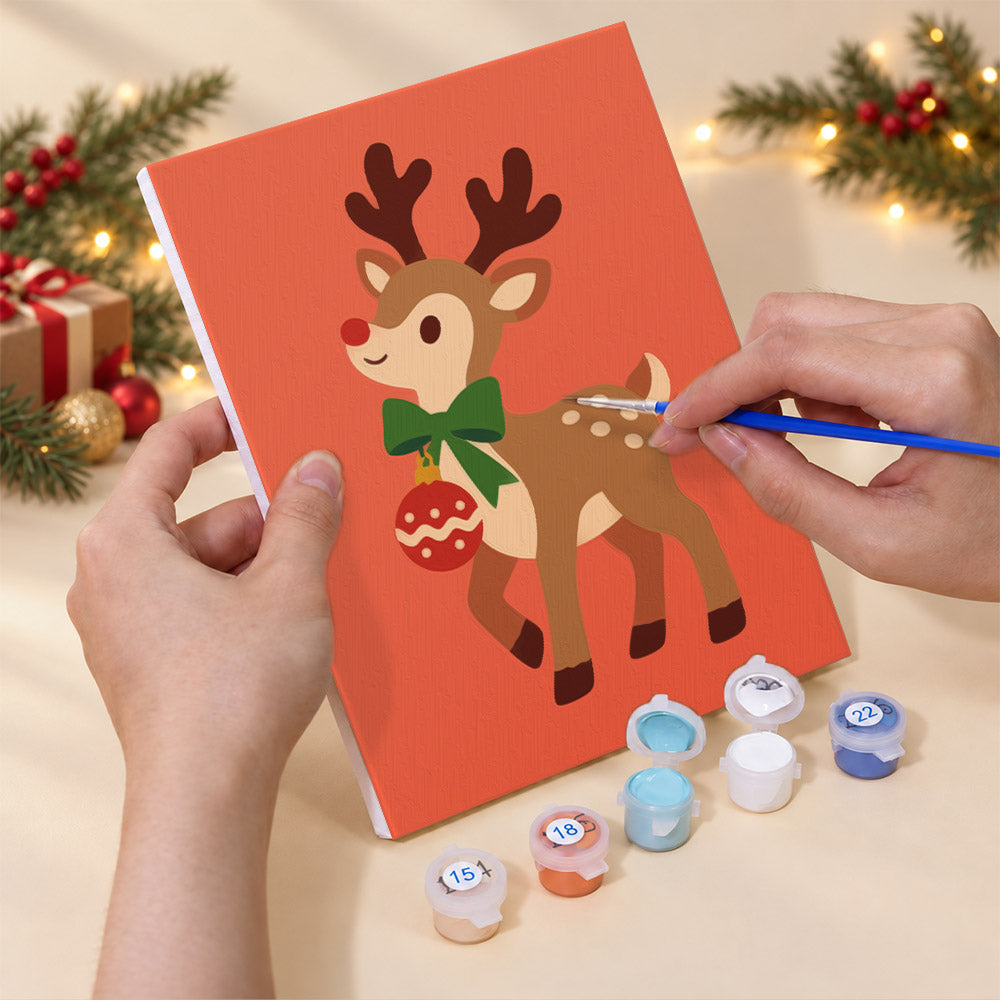 Sweater Cat and Ornament Bear (Mini Paint by Numbers)