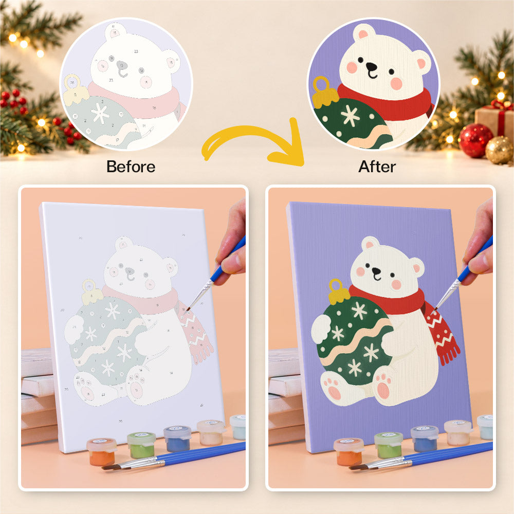 Sweater Cat and Ornament Bear (Mini Paint by Numbers)