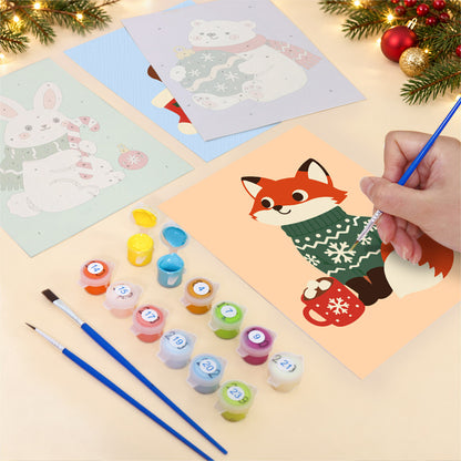 Sweater Cat and Ornament Bear (Mini Paint by Numbers)