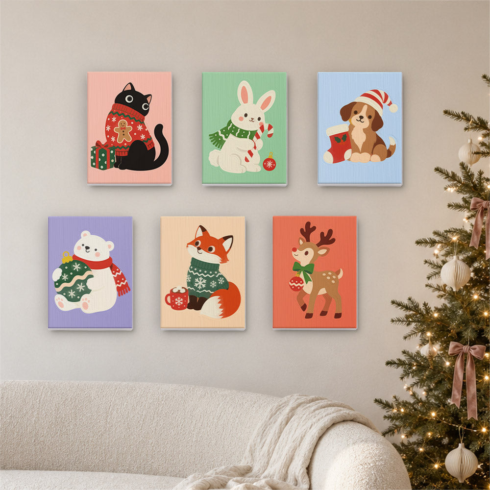 Sweater Cat and Ornament Bear (Mini Paint by Numbers)