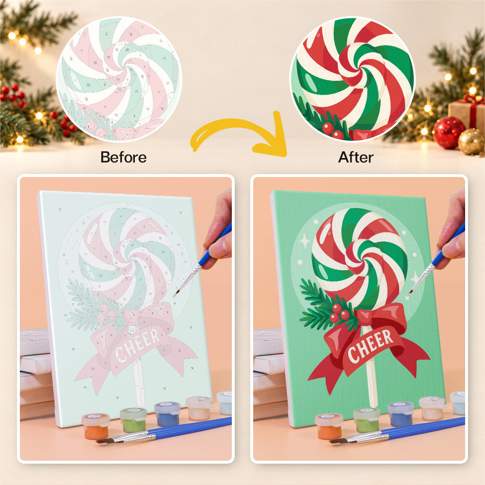Peppermint Swirl Lollipops (Mini Paint by Numbers)