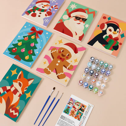 Shades-Wearing Santa and Friends (Mini Paint by Numbers)
