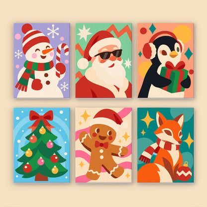 Shades-Wearing Santa and Friends (Mini Paint by Numbers)