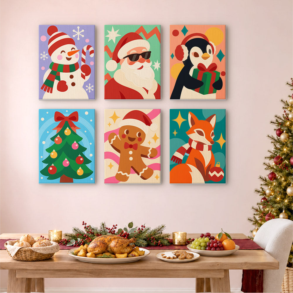 Shades-Wearing Santa and Friends (Mini Paint by Numbers)