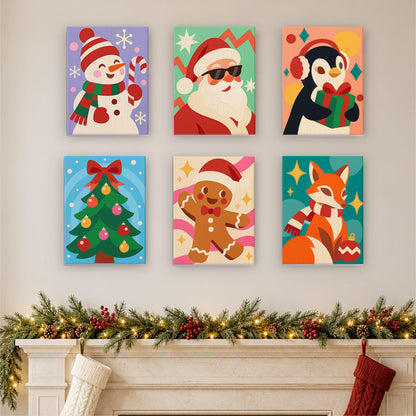 Shades-Wearing Santa and Friends (Mini Paint by Numbers)