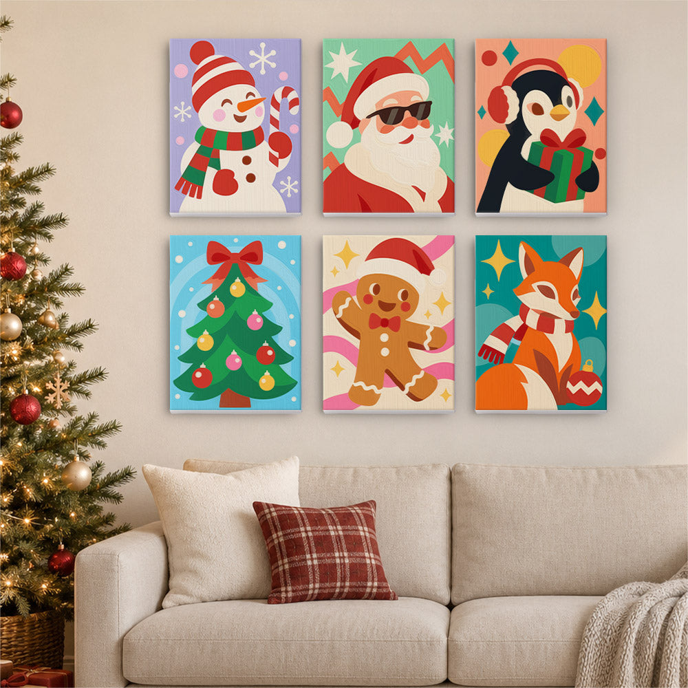 Shades-Wearing Santa and Friends (Mini Paint by Numbers)