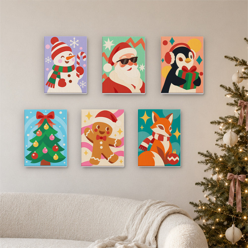 Shades-Wearing Santa and Friends (Mini Paint by Numbers)