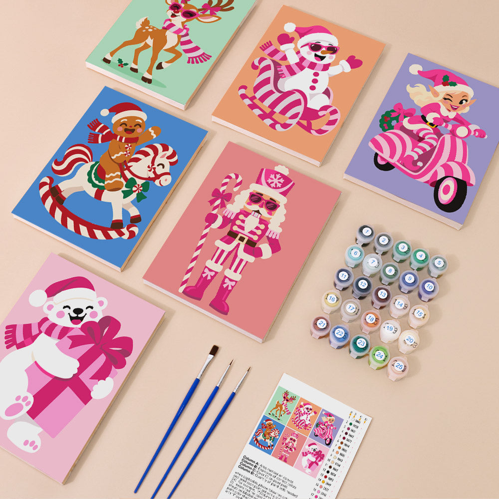 Hot Pink Candy Cane Christmas (Mini Paint by Numbers)
