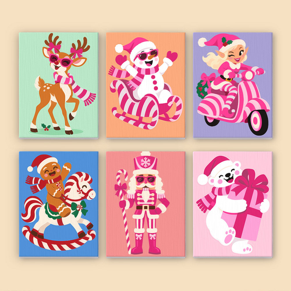 Hot Pink Candy Cane Christmas (Mini Paint by Numbers)