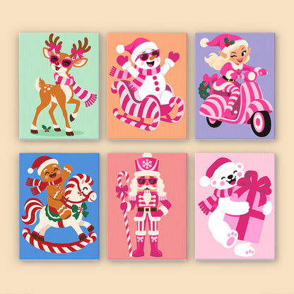Hot Pink Candy Cane Christmas (Mini Paint by Numbers)