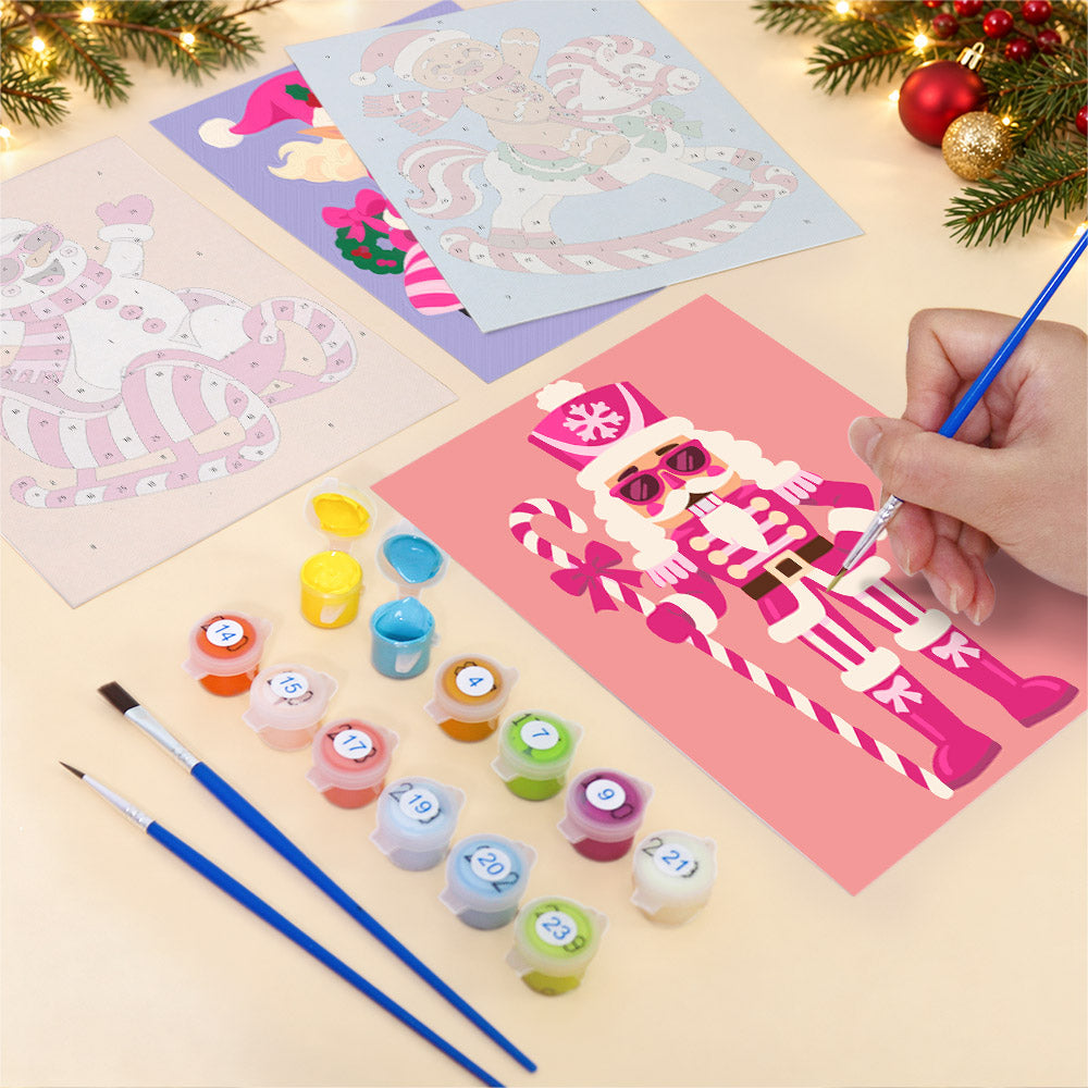 Hot Pink Candy Cane Christmas (Mini Paint by Numbers)
