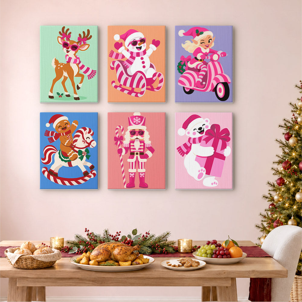 Hot Pink Candy Cane Christmas (Mini Paint by Numbers)