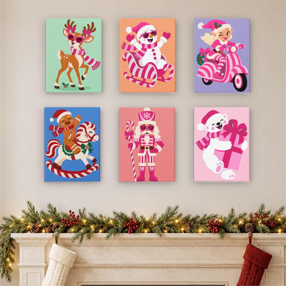 Hot Pink Candy Cane Christmas (Mini Paint by Numbers)