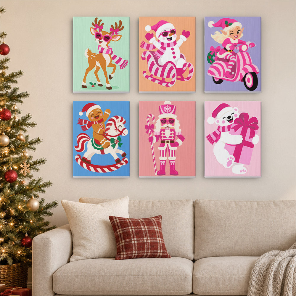 Hot Pink Candy Cane Christmas (Mini Paint by Numbers)