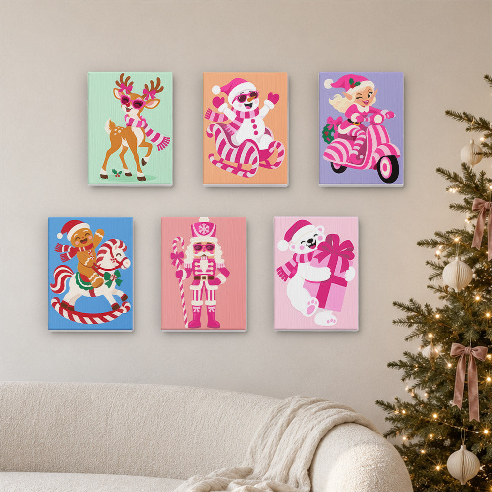 Hot Pink Candy Cane Christmas (Mini Paint by Numbers)