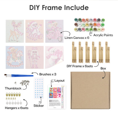 Hot Pink Candy Cane Christmas (Mini Paint by Numbers)