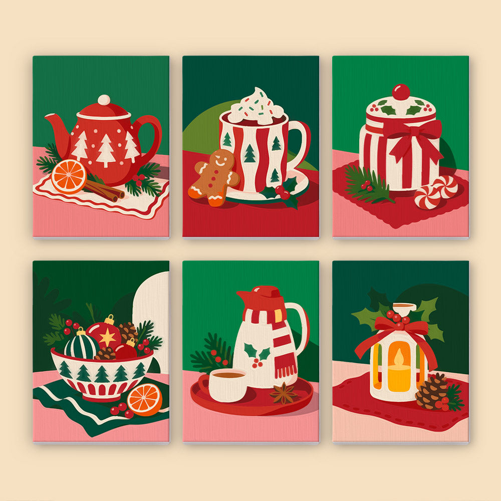 Red Teapot and Orange Slices (Mini Paint by Numbers)