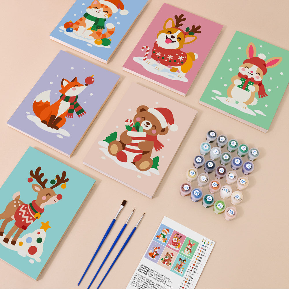 Antler Corgi and Pastel Pals (Mini Paint by Numbers)