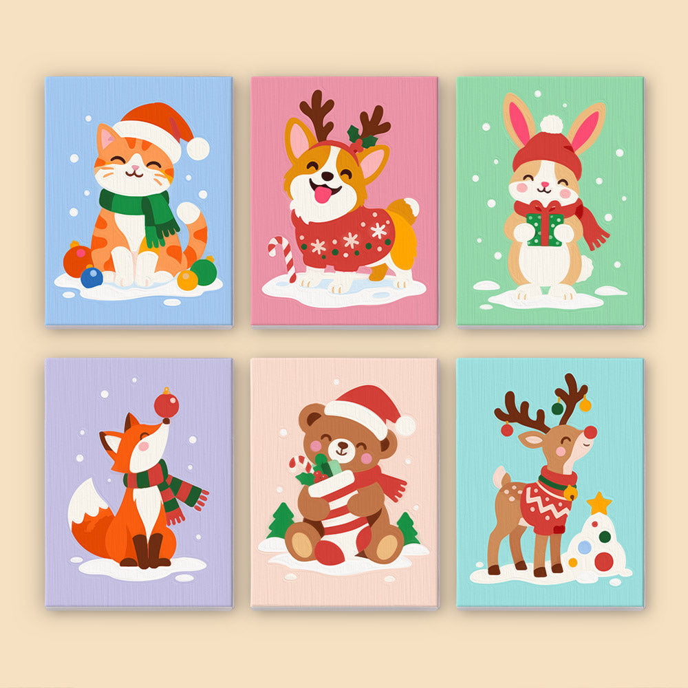 Antler Corgi and Pastel Pals (Mini Paint by Numbers)