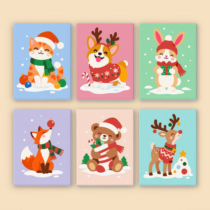 Antler Corgi and Pastel Pals (Mini Paint by Numbers)