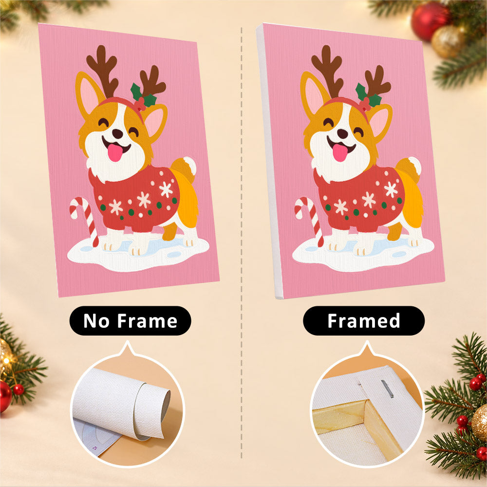 Antler Corgi and Pastel Pals (Mini Paint by Numbers)