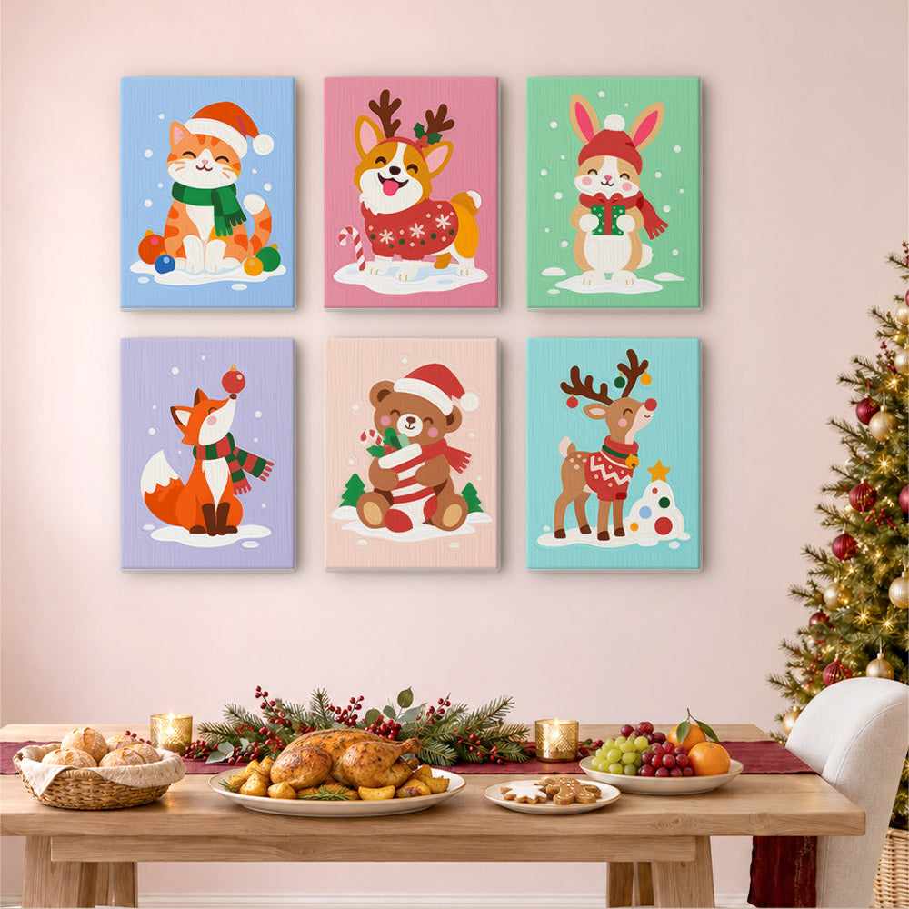 Antler Corgi and Pastel Pals (Mini Paint by Numbers)