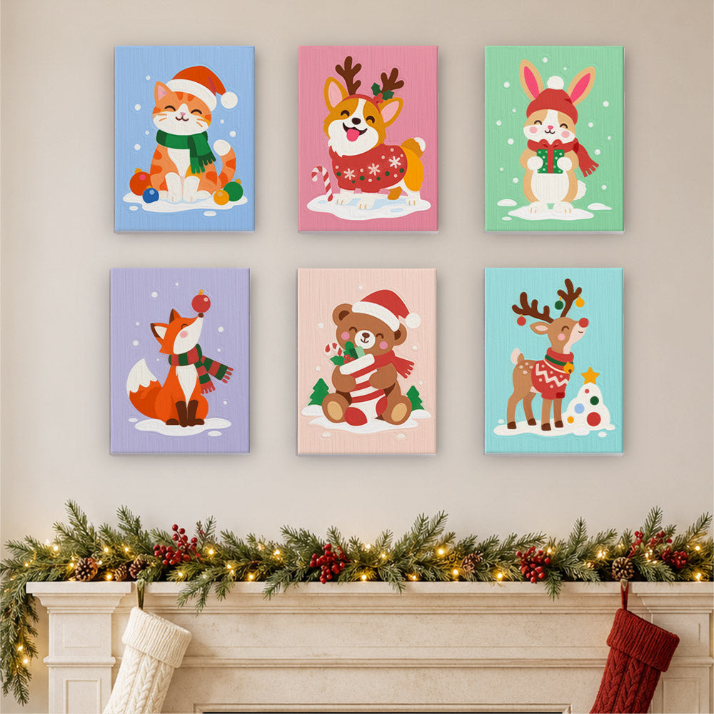 Antler Corgi and Pastel Pals (Mini Paint by Numbers)