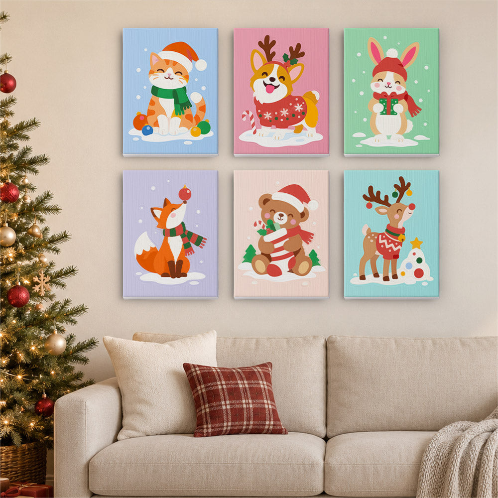 Antler Corgi and Pastel Pals (Mini Paint by Numbers)