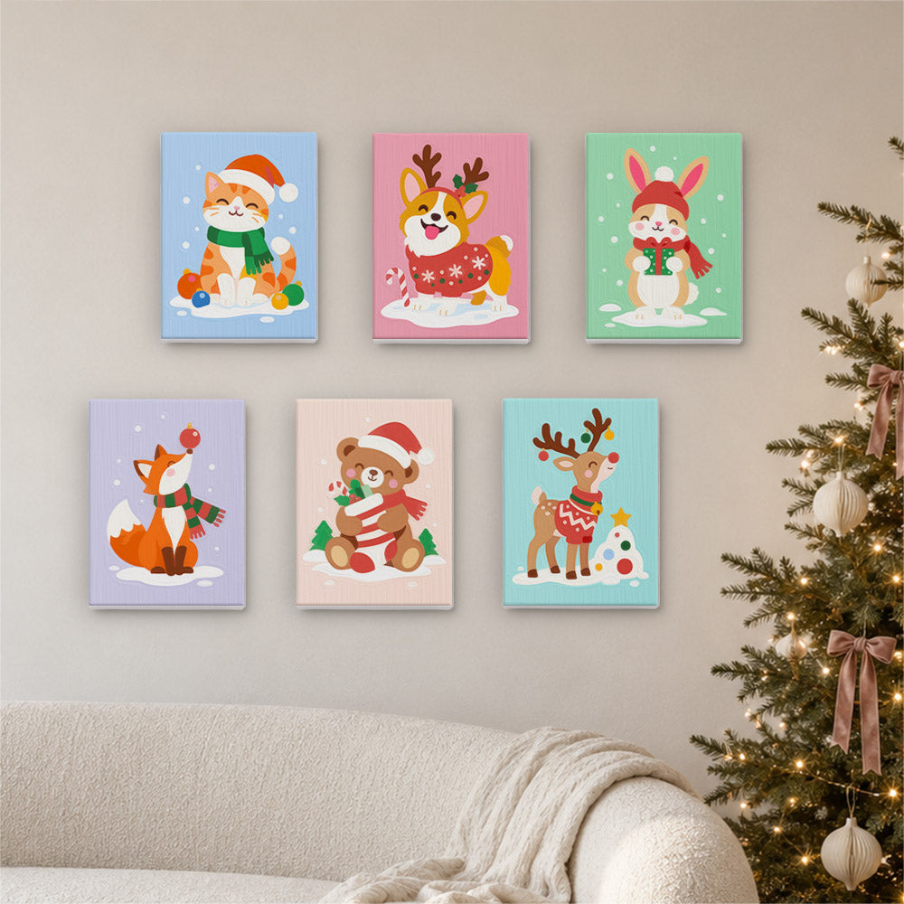 Antler Corgi and Pastel Pals (Mini Paint by Numbers)