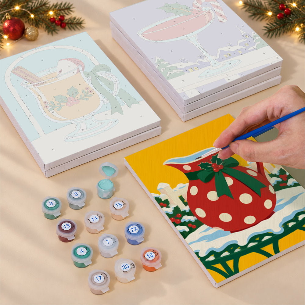 Bow-Tied Holiday Cocktails (Mini Paint by Numbers)