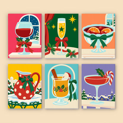 Bow-Tied Holiday Cocktails (Mini Paint by Numbers)