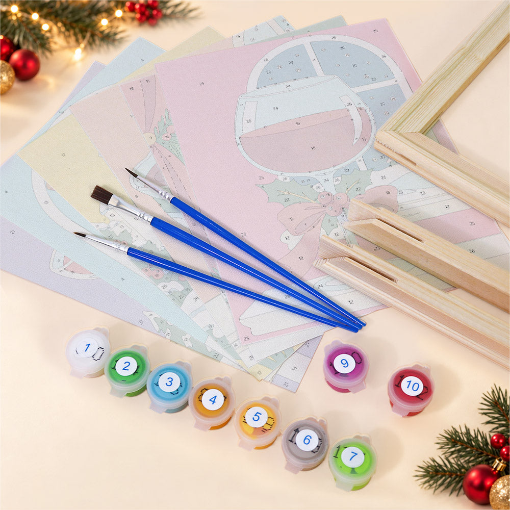 Bow-Tied Holiday Cocktails (Mini Paint by Numbers)