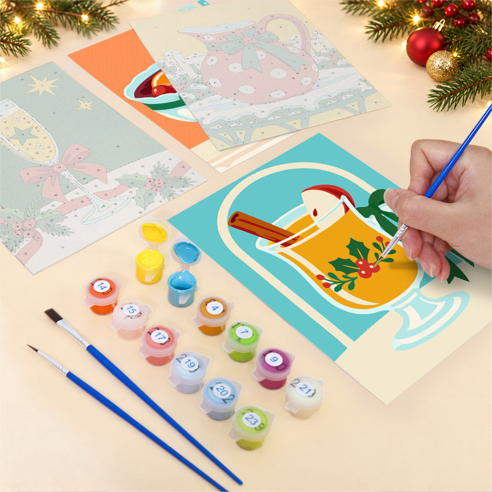 Bow-Tied Holiday Cocktails (Mini Paint by Numbers)