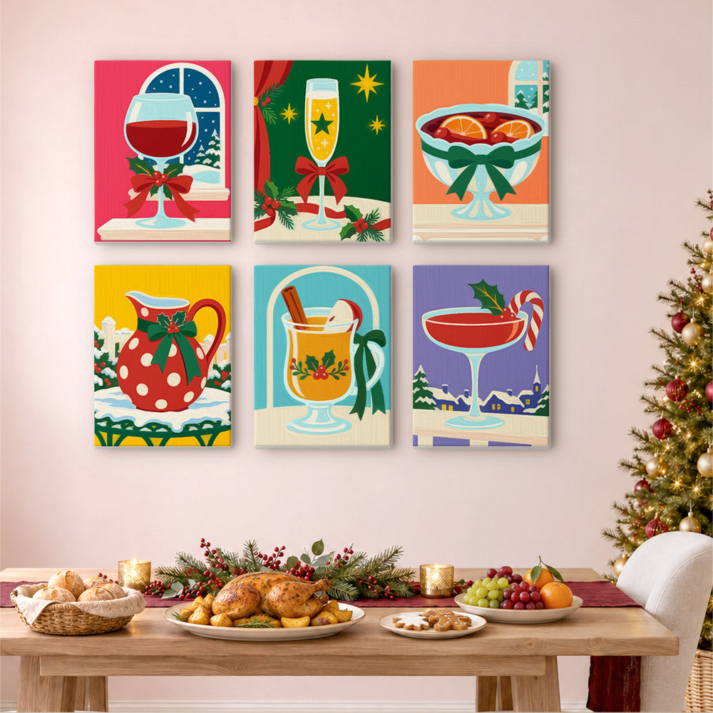 Bow-Tied Holiday Cocktails (Mini Paint by Numbers)