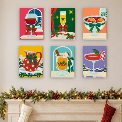 Bow-Tied Holiday Cocktails (Mini Paint by Numbers)