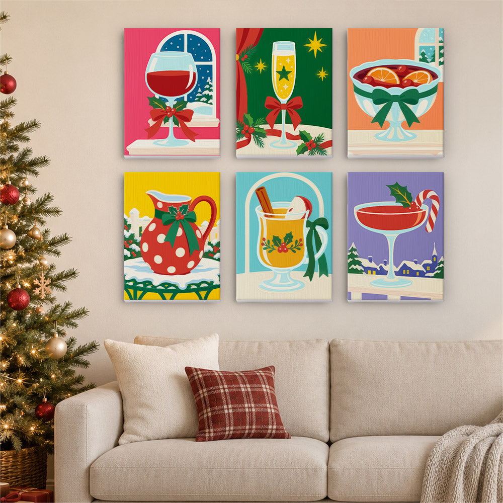 Bow-Tied Holiday Cocktails (Mini Paint by Numbers)