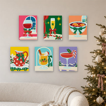 Bow-Tied Holiday Cocktails (Mini Paint by Numbers)