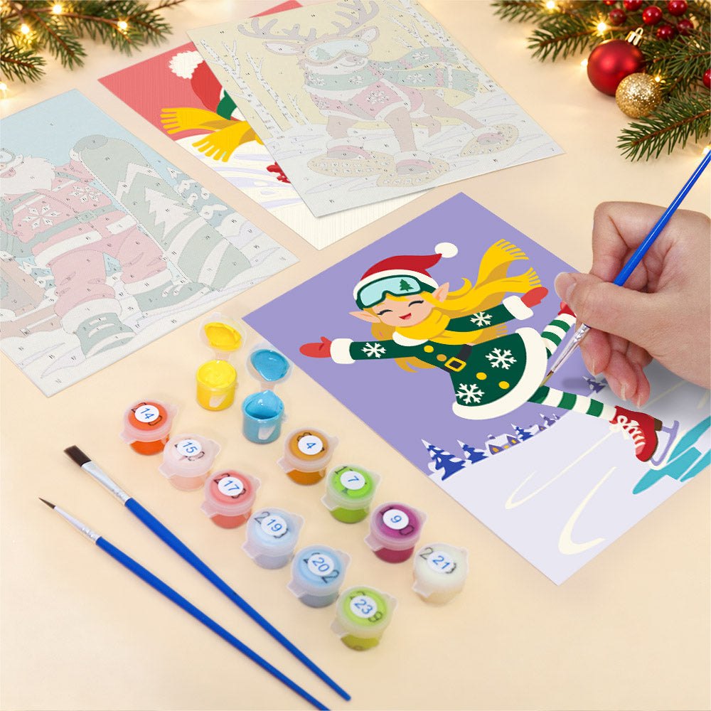 Winter Games with Santa's Crew (Mini Paint by Numbers)