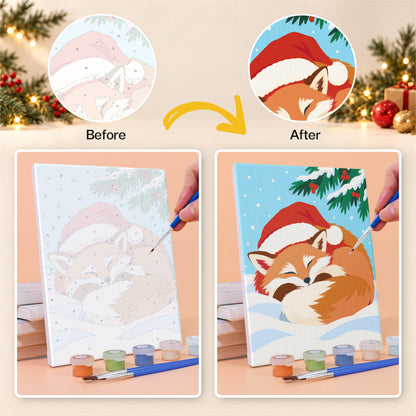 Dozing Pets in Santa Hats (Mini Paint by Numbers)
