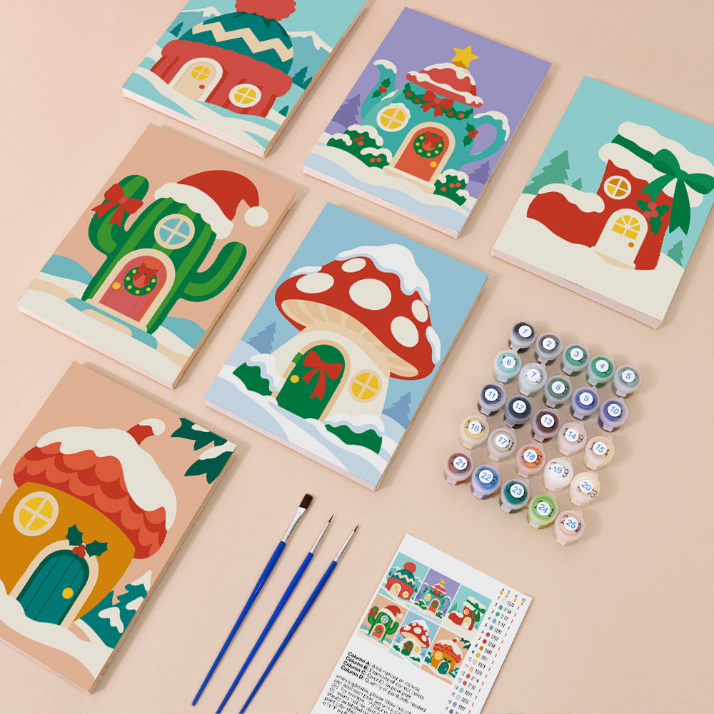 Beanie, Boot and Cactus Cottages (Mini Paint by Numbers)