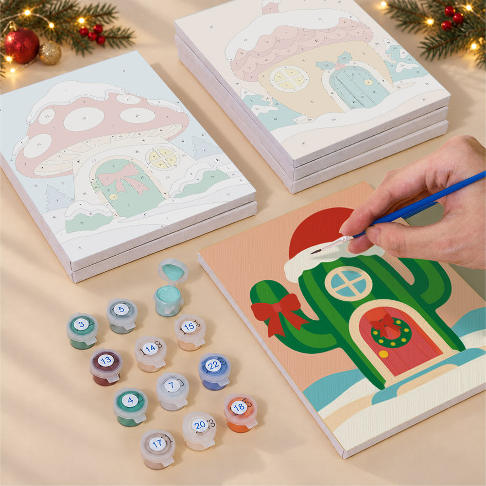 Beanie, Boot and Cactus Cottages (Mini Paint by Numbers)