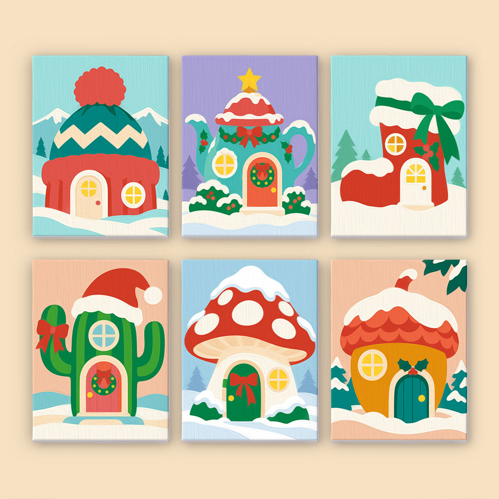 Beanie, Boot and Cactus Cottages (Mini Paint by Numbers)