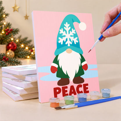 Gnomes in Snowflake and Tree Hats (Mini Paint by Numbers)