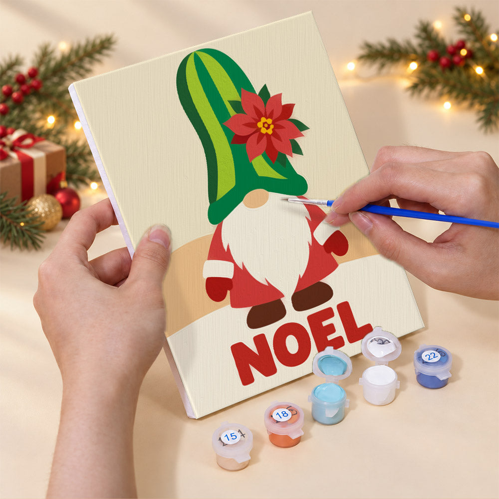 Gnomes in Snowflake and Tree Hats (Mini Paint by Numbers)