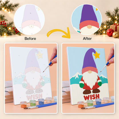 Gnomes in Snowflake and Tree Hats (Mini Paint by Numbers)