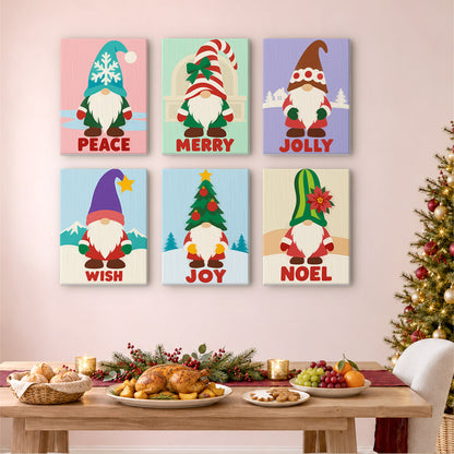 Gnomes in Snowflake and Tree Hats (Mini Paint by Numbers)