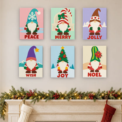 Gnomes in Snowflake and Tree Hats (Mini Paint by Numbers)