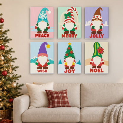 Gnomes in Snowflake and Tree Hats (Mini Paint by Numbers)