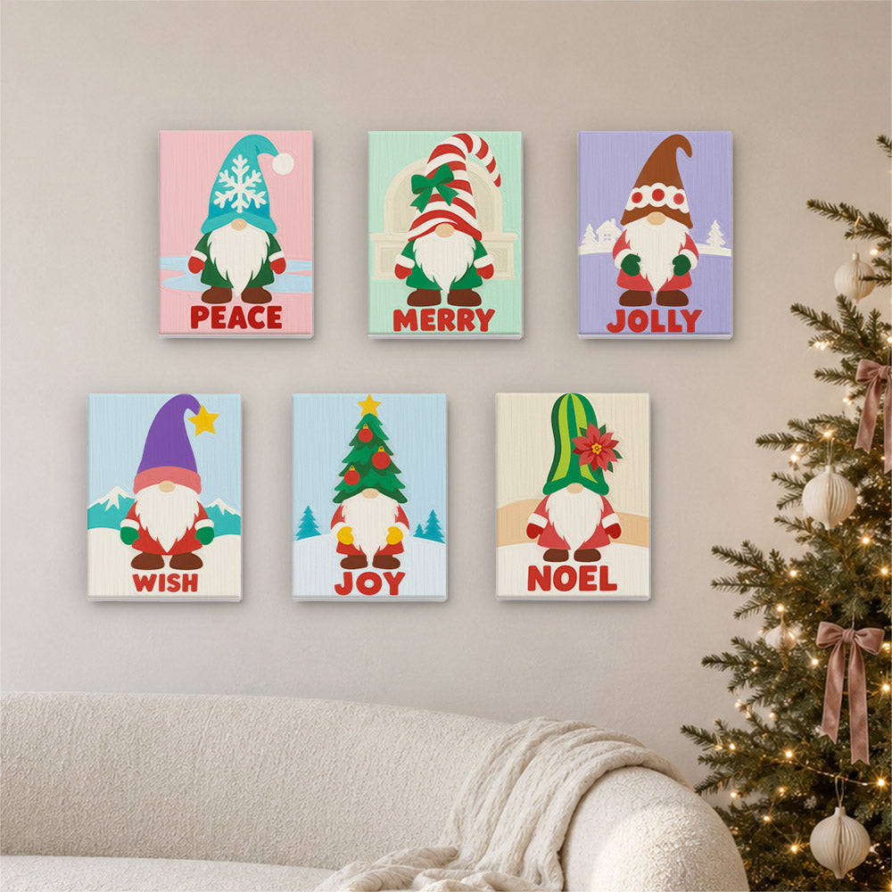 Gnomes in Snowflake and Tree Hats (Mini Paint by Numbers)