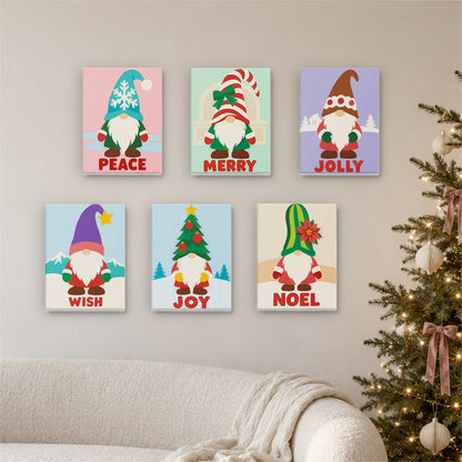Gnomes in Snowflake and Tree Hats (Mini Paint by Numbers)